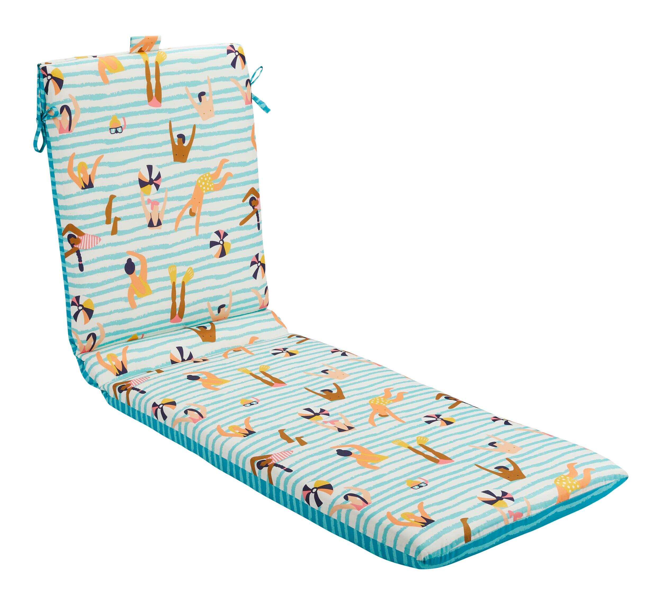 For Living Summer Series Lounge Cushion with Reversible Swimming Design, Polyester Front_Three_Fourths_Angled_Right