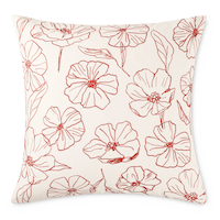 CANVAS Bloom Floral Cushion Cover, Water/Stain/Fade-Resistant, White, Cover Only No Insert, 18 x 18-in Front_Flat
