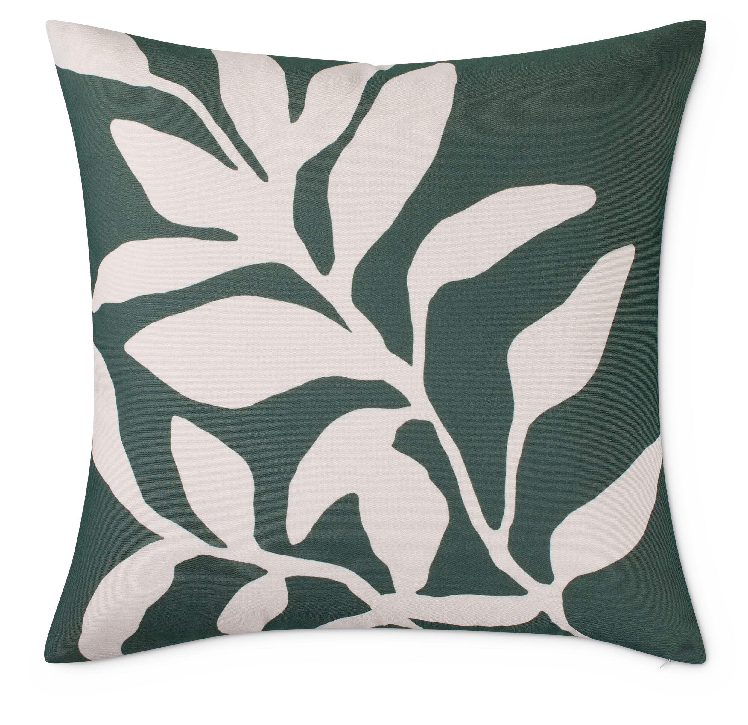 CANVAS Olive Leaf Cushion Cover, Water/Stain/Fade-Resistant, Green, Cover Only No Insert, 18 x 18-in Front_Flat
