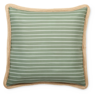 CANVAS Green Striped Cushion Cover, Water/Stain/Fade-Resistant, Green, Cover Only No Insert, 18 x 18-in Front_Flat