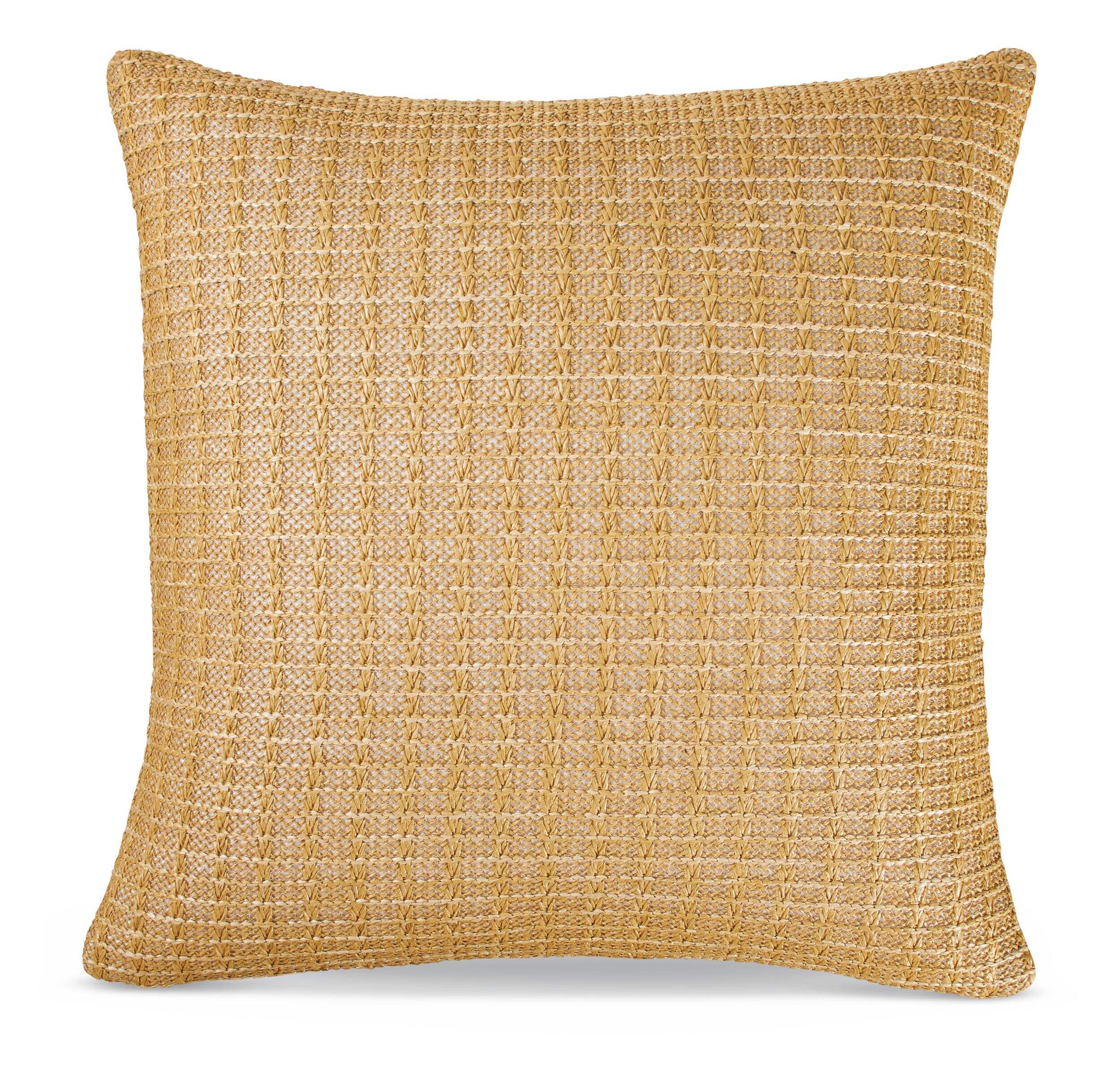 Housse de coussin CANVAS, Boho Retreat Jute, résistant à l'eau, aux taches et à la décoloration, brun, housse sans coussin, 18 x 18 po Front_Flat