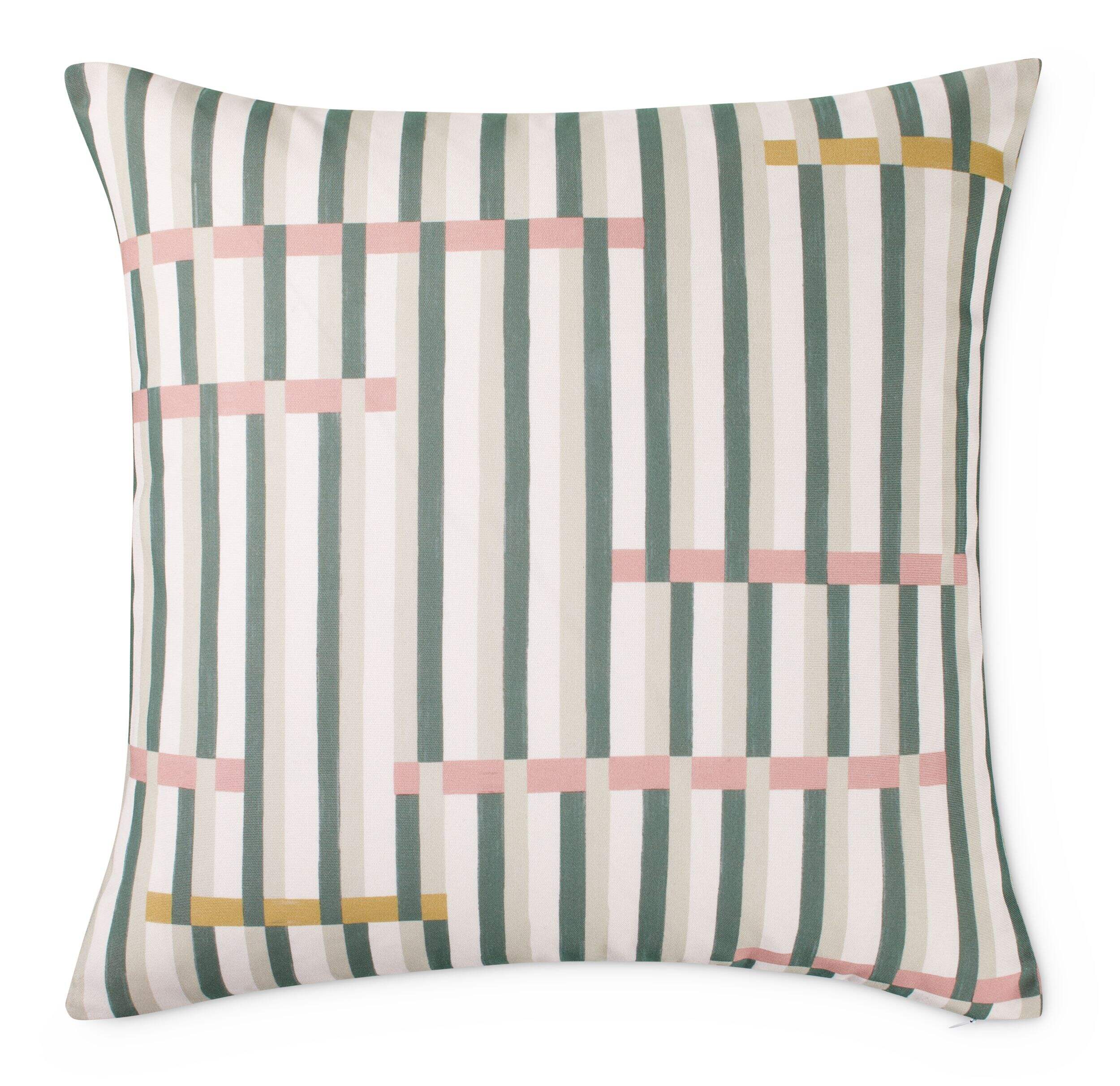 Housse de coussin CANVAS, rayures olives Front_Flat