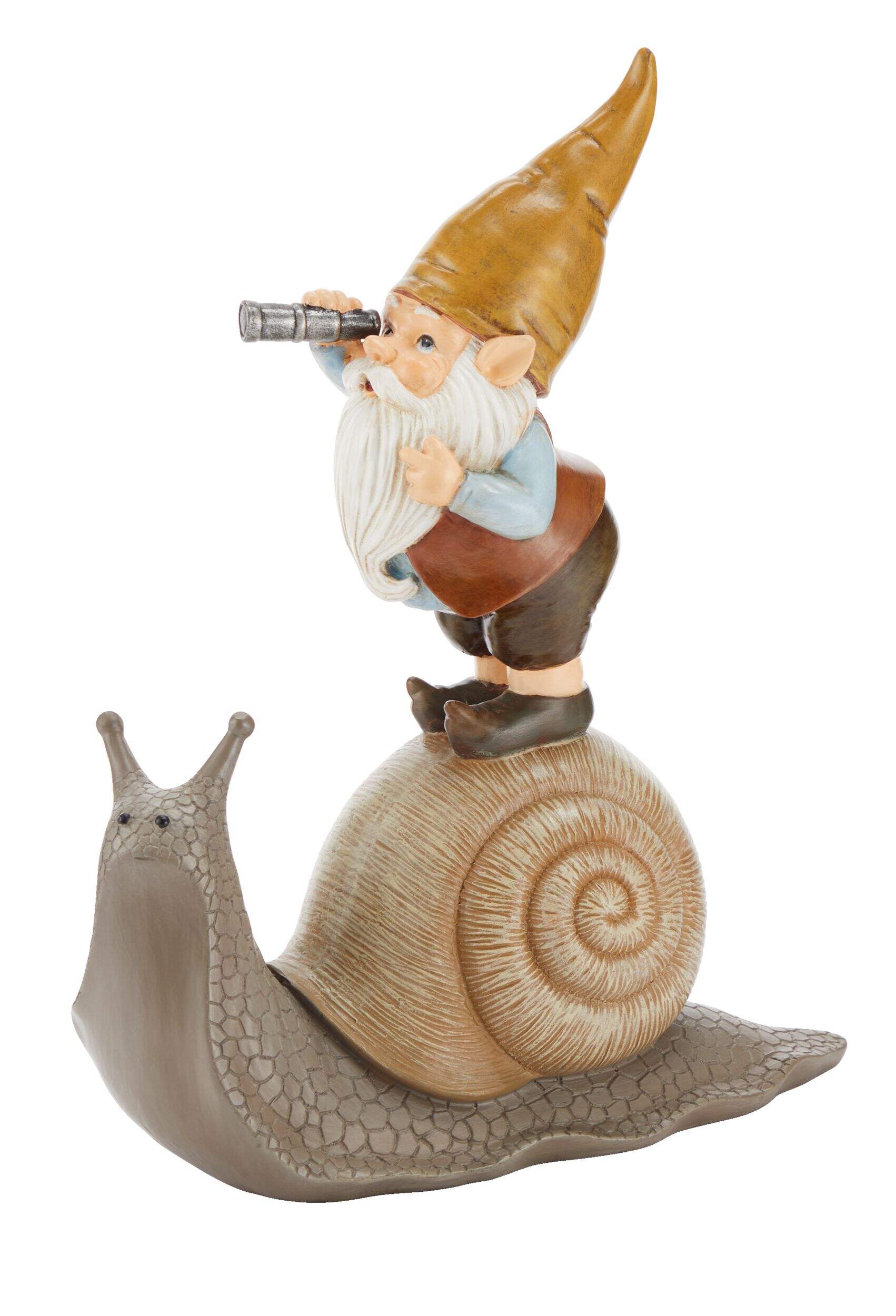 For Living Outdoor Travelling Gnome on Snail Garden Statue & Lawn Ornament Front_Three_Fourths_Angled_Left