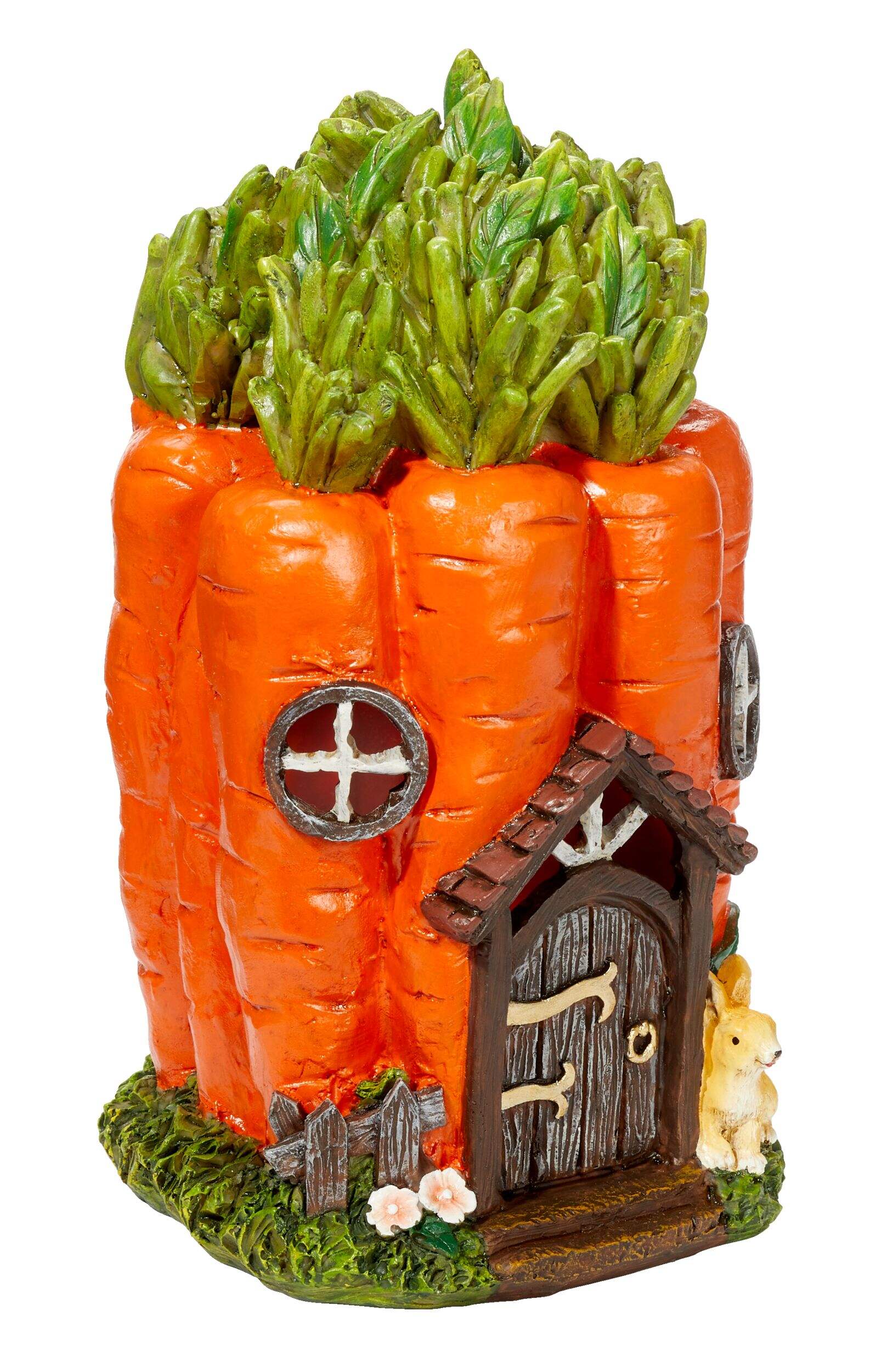 For Living Solar-powered LED Outdoor Decorative Carrot House Garden Statue, 8.9-in Front_Three_Fourths_Angled_Right