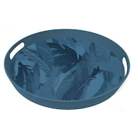 Plateau rond d'extérieur en fibre de bambou CANVAS Summer Palm Overhead_Plunge