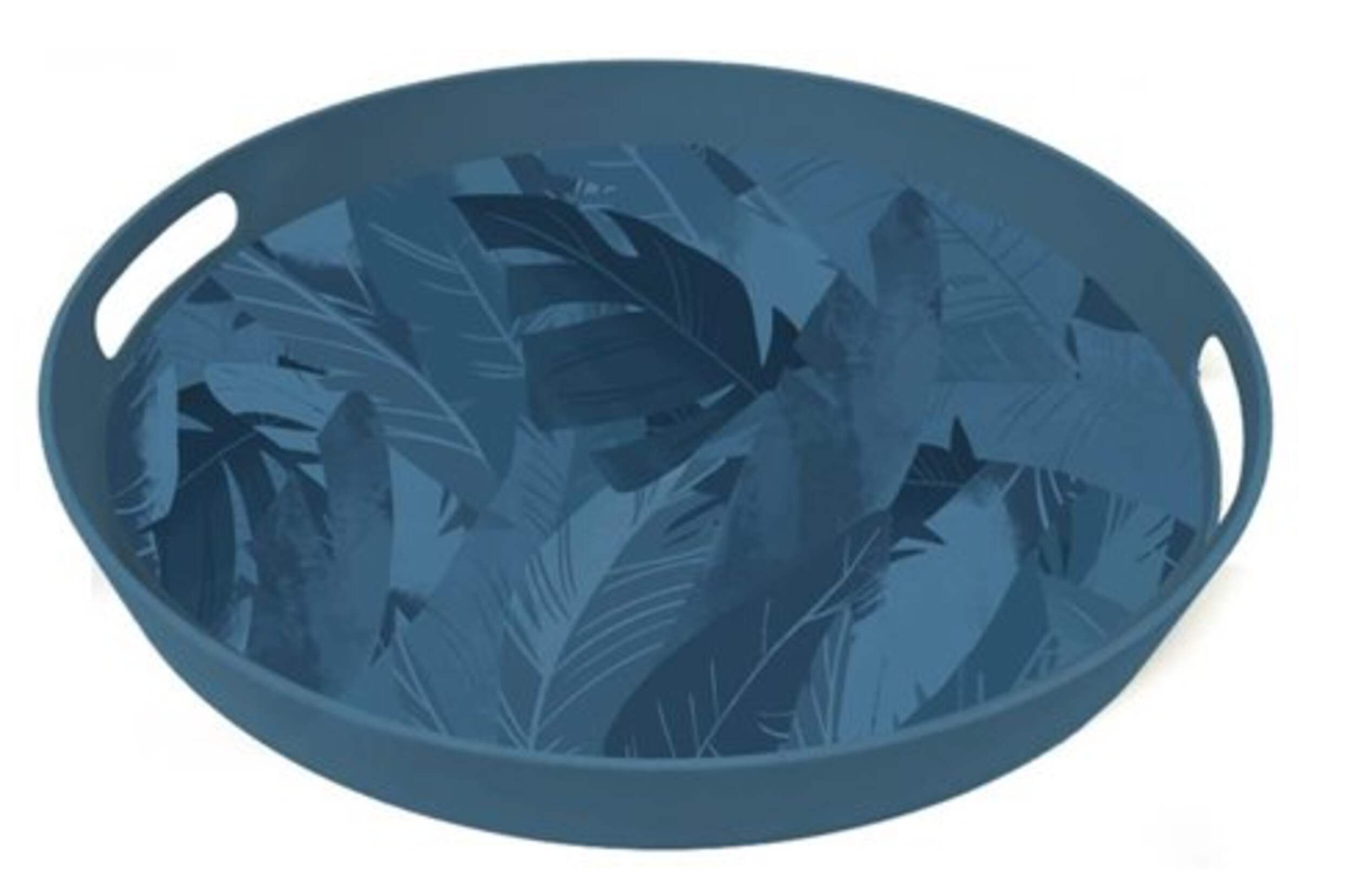 Plateau rond d'extérieur en fibre de bambou CANVAS Summer Palm Overhead_Plunge