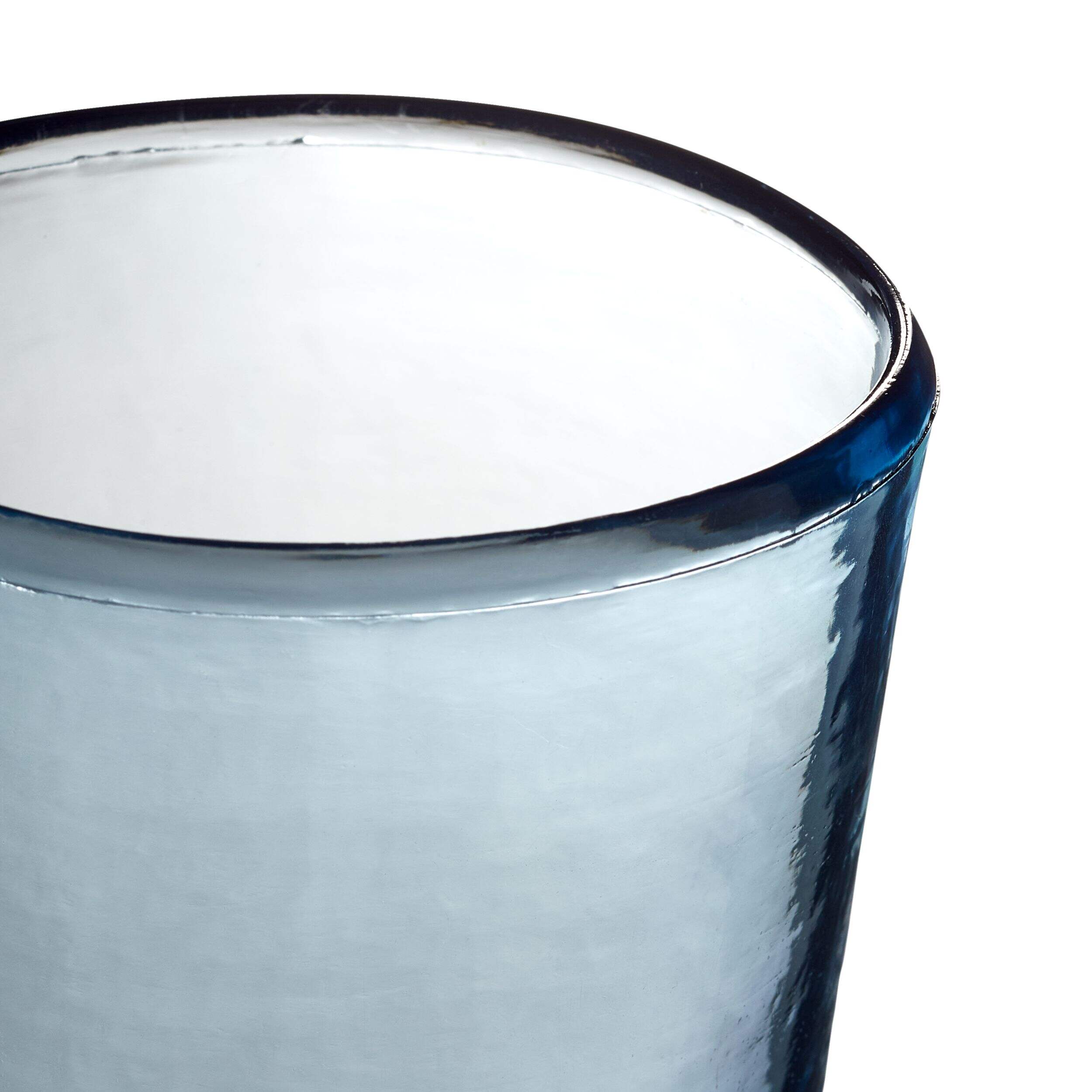 CANVAS Blue Ribbed Low Ball Drinking Glass, BPA Free, 15-oz CloseUp