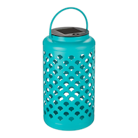 Lanterne à DEL décorative For Living à motif ondulé, bleu Front_Three_Fourths_Angled_Right