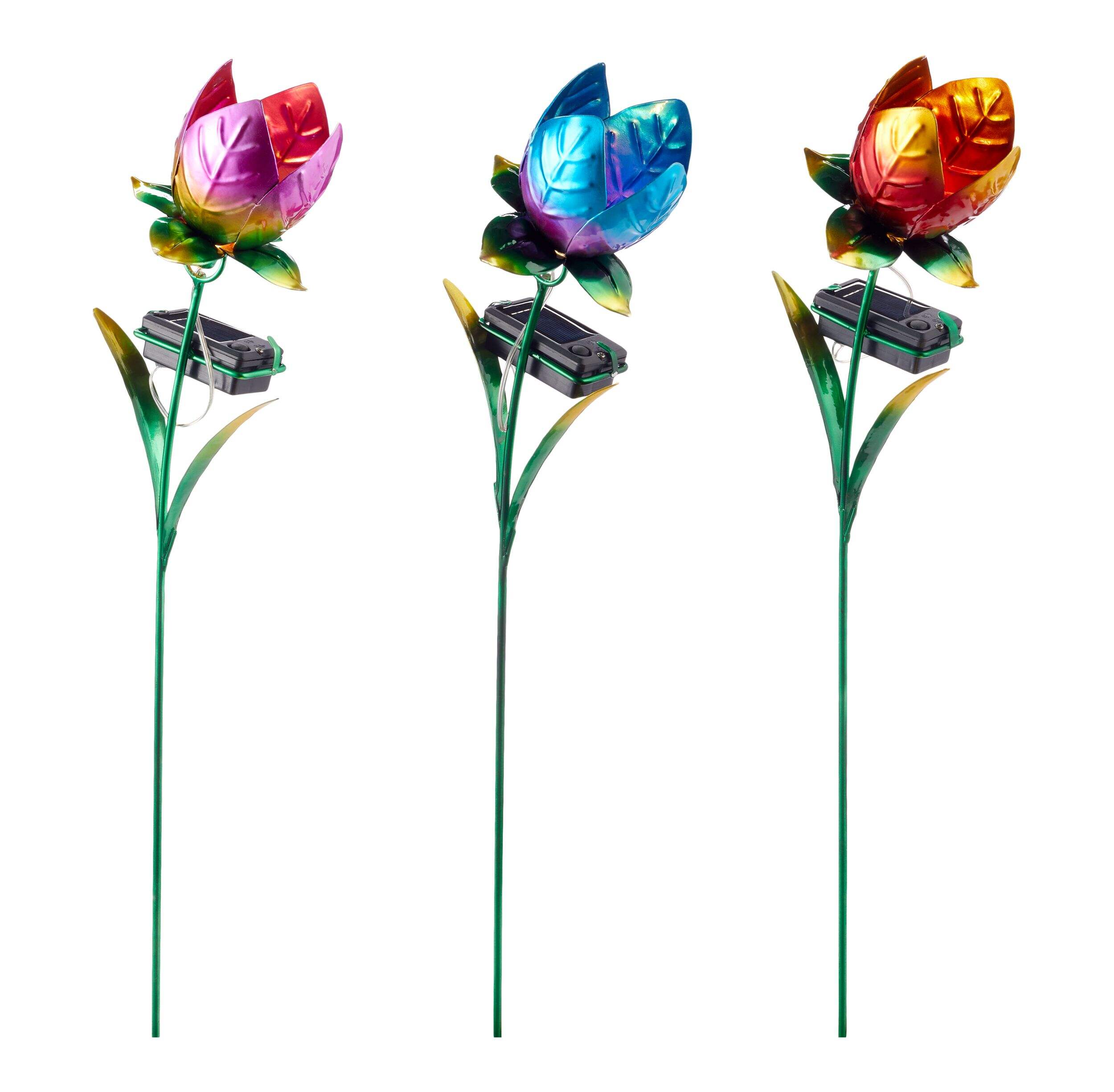 For Living Solar-Powered Tulip Stake Light, Assorted Front_Three_Fourths_Angled_Left