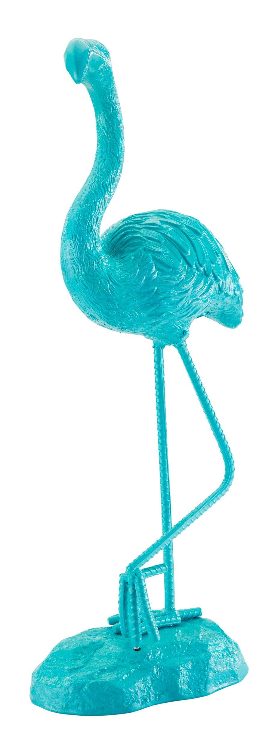 For Living Turquoise Flamingo Garden Statue, Weather-resistant, Plastic, Blue Front_Three_Fourths_Angled_Left