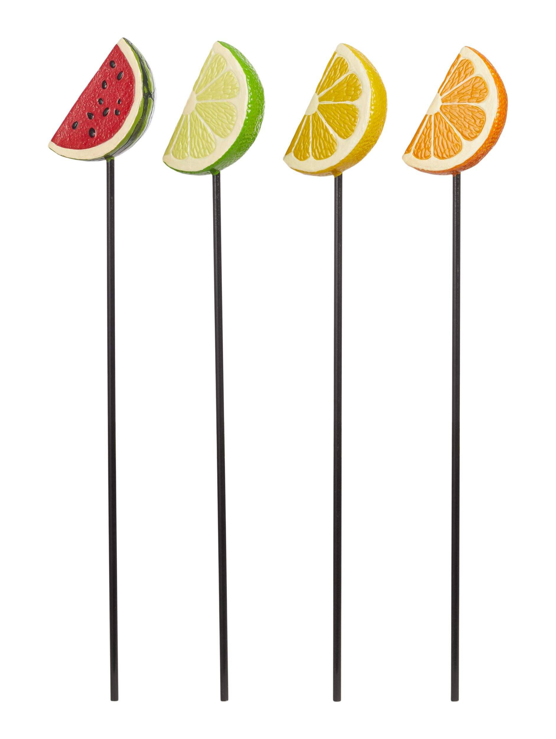 For Living Fruit Slice Pot Stakes, Resin, Assorted Colours, 12-in Front_Flat