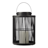 Lanterne cylindrique basse en osier CANVAS, lumière à DEL solaire Front_Flat