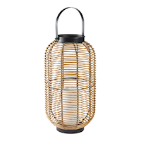CANVAS Serra Large Wicker Lantern LED Flameless Candle, Plastic Front_Three_Fourths_Angled_Right