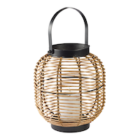 CANVAS Serra Small Wicker Lantern with Warm White LEDs, Plastic
