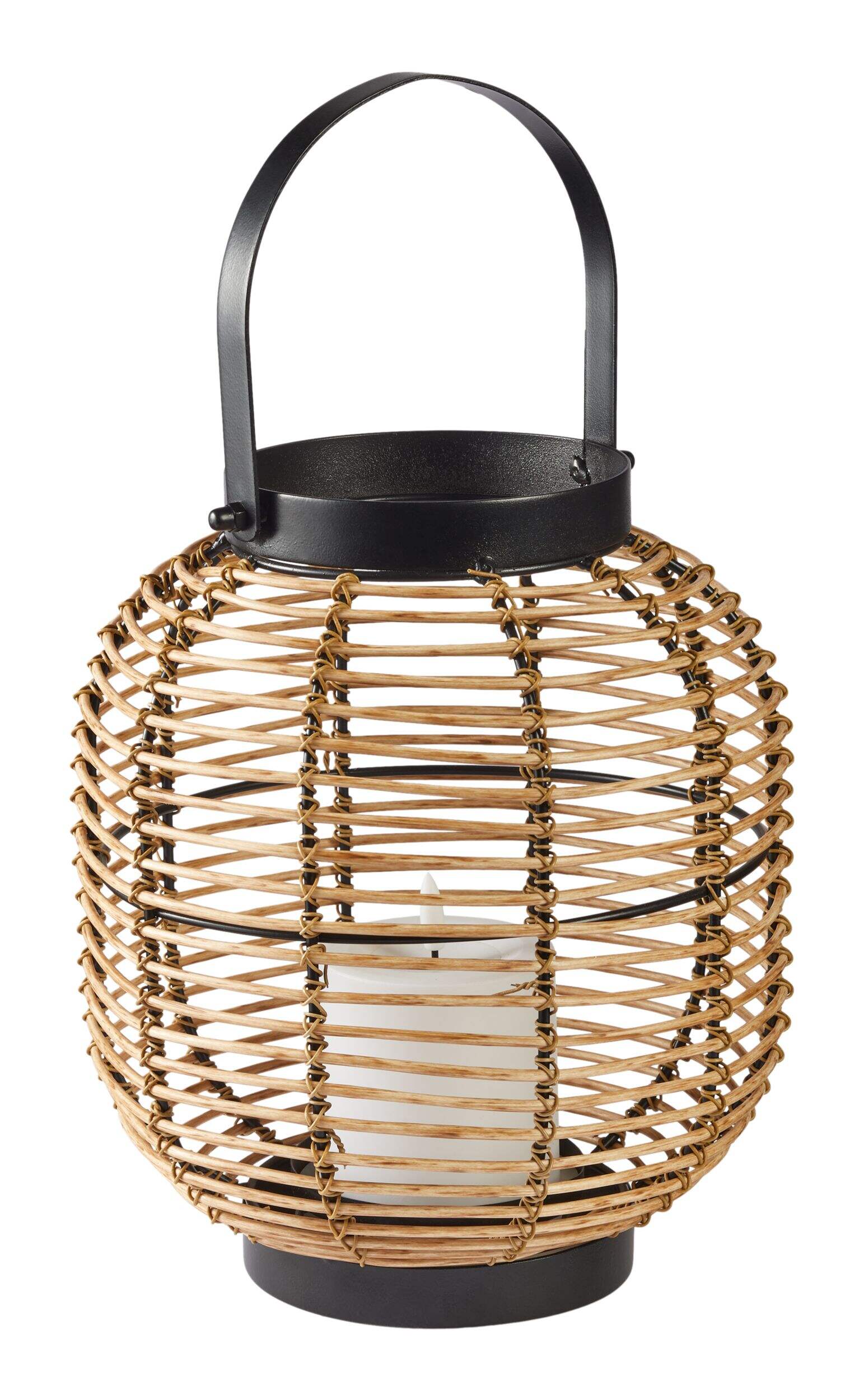 CANVAS Serra Small Wicker Lantern with Warm White LEDs, Plastic Front_Three_Fourths_Angled_Right
