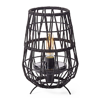 CANVAS Solar Rope Lantern, LED Filament Bulb with Rechargeable Battery, Black, 11.81-in Front_Flat