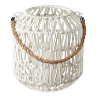 CANVAS Halo Wicker Lantern, LED Flameless Candle with Timer, White, 8.27-in Front_Elevated