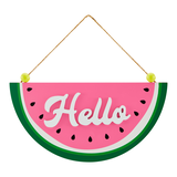 For Living Watermelon Hello Sign, Double-Sided English & French, Wood, 39.4 cm Front_Flat
