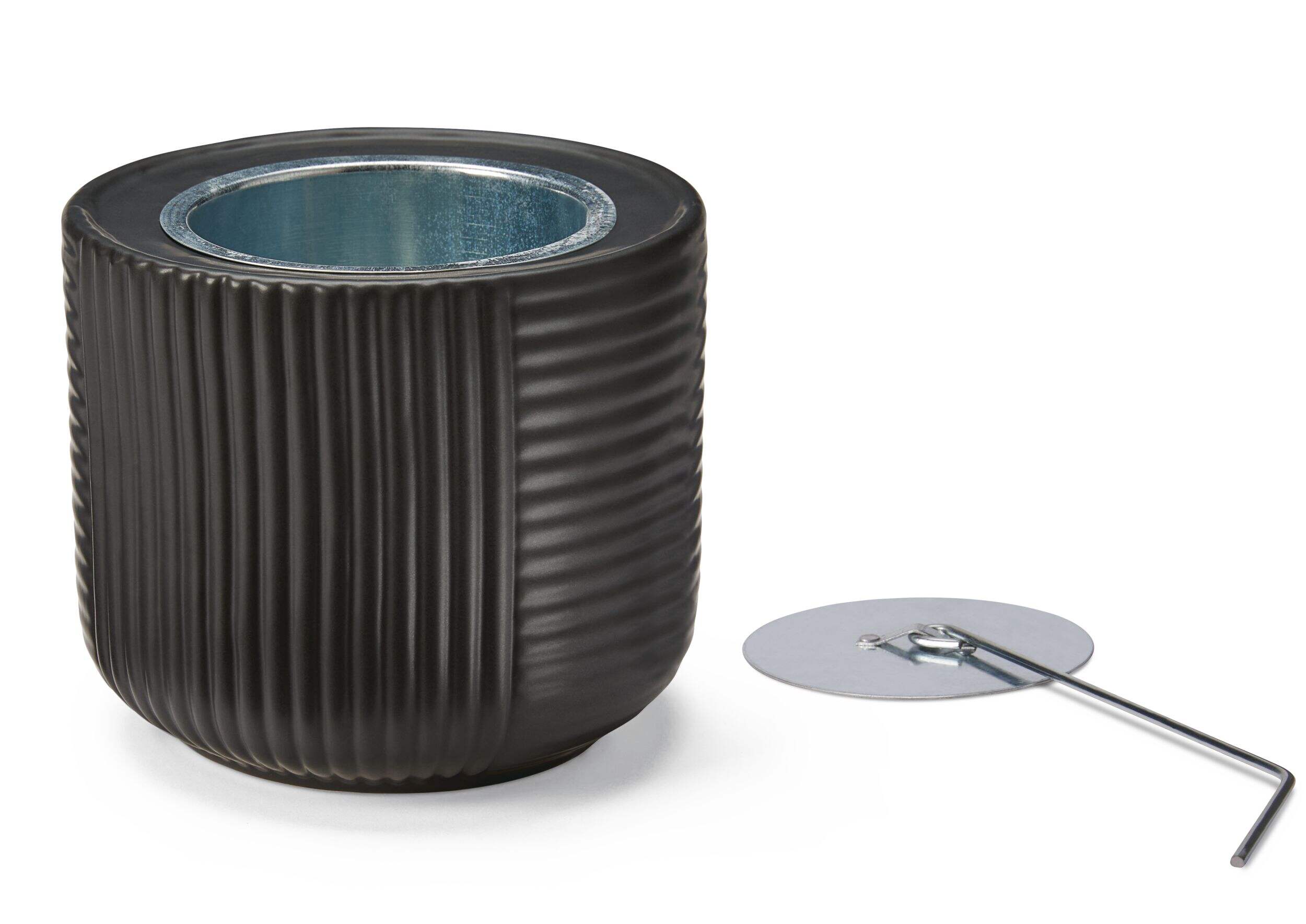 CANVAS Black Fire Pot with Ceramic Gel Fuel Fire Feature, 6.3-in Front_Elevated
