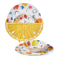 For Living Summer Fruit Dinnerware Set with Basket, 9-pc Front_Three_Fourths_Angled_Right