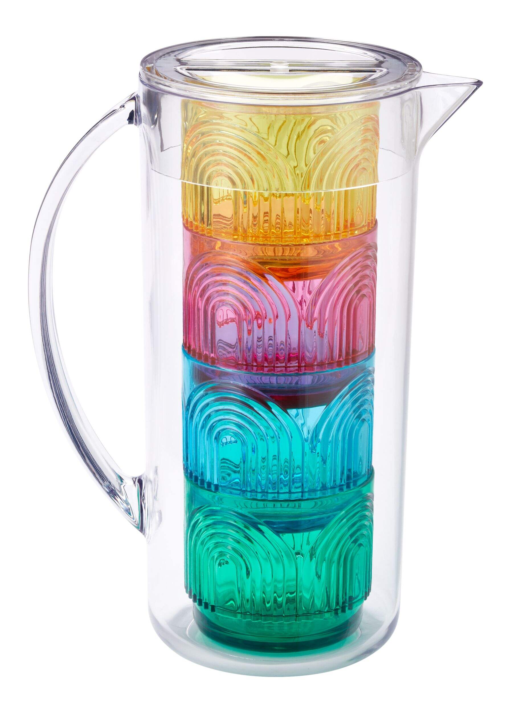 For Living Stackable Rainbow Cups and Pitcher Set, 5-pc Side_Right