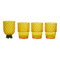 For Living Stackable Pineapple Shaped Cups, BPA-free, 4-pk Front_Elevated