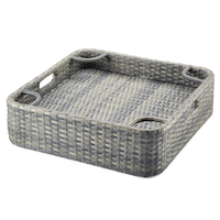 CANVAS Floating Wicker Tray, Grey, Aluminum, 24x24x6.75-in