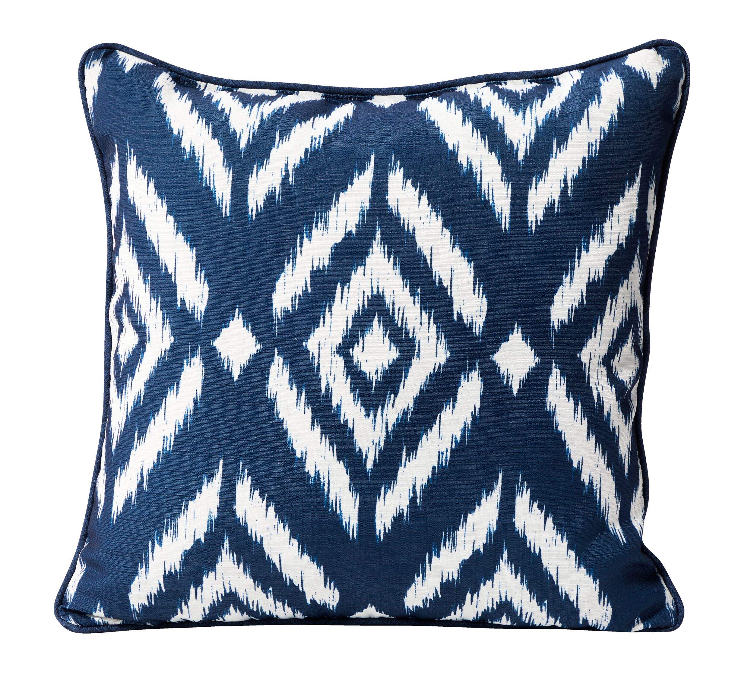 CANVAS Blue Ikat Patio Accent Cushion, 18-in x 18-in Front_Flat