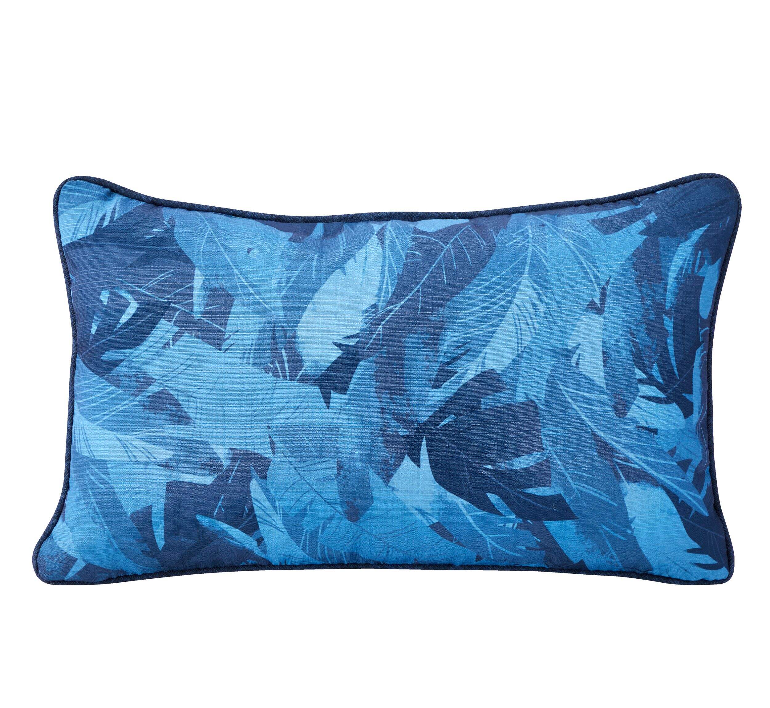 CANVAS Summer Palm Reversible Patio Lumbar Cushion, UV & Water-Resistant, 20 x 12-in Front_Flat
