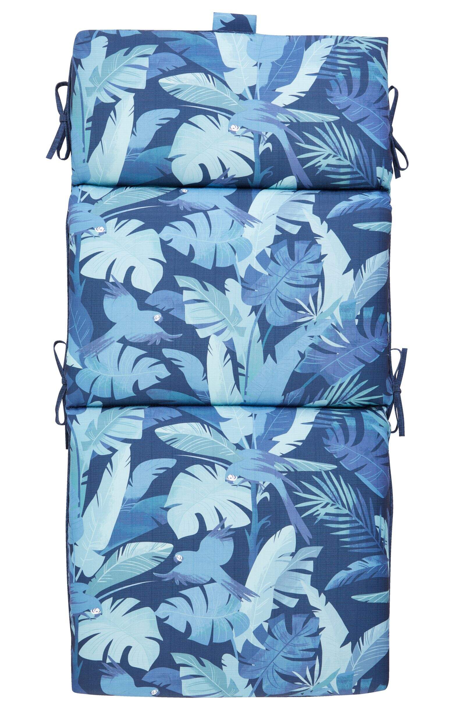 CANVAS Summer Palm Patio Chair Cushion, Fade, Water & Stain Resistant, Blue Front_Flat