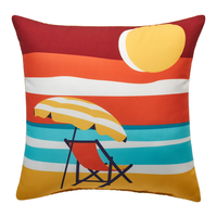 For Living Summer Series Beach Toss Reversible Accent Cushion, 16-in x 16-in Front_Flat