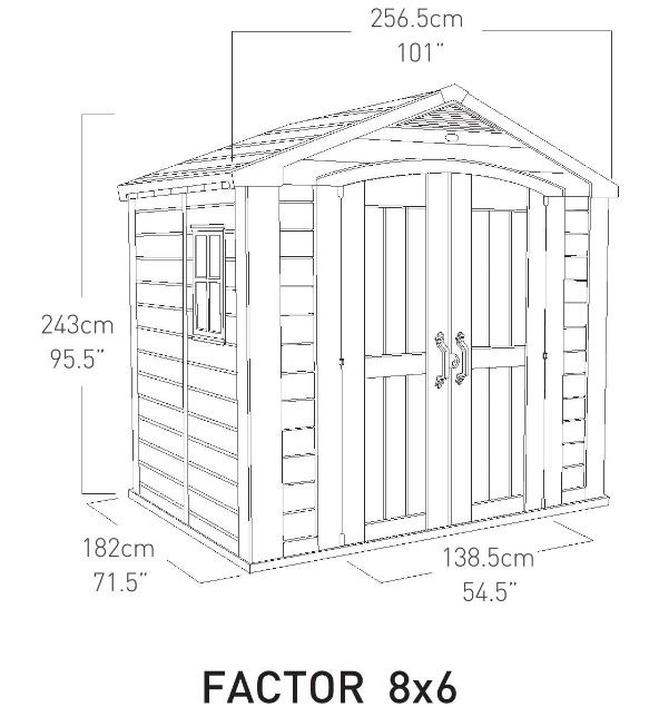 Keter Factor Outdoor Storage Shed, for Patio Furniture and Outdoor