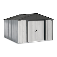 Arrow Driftwood Series Shed, Grey, 10-ft x 10-ft Front_Angled_Right