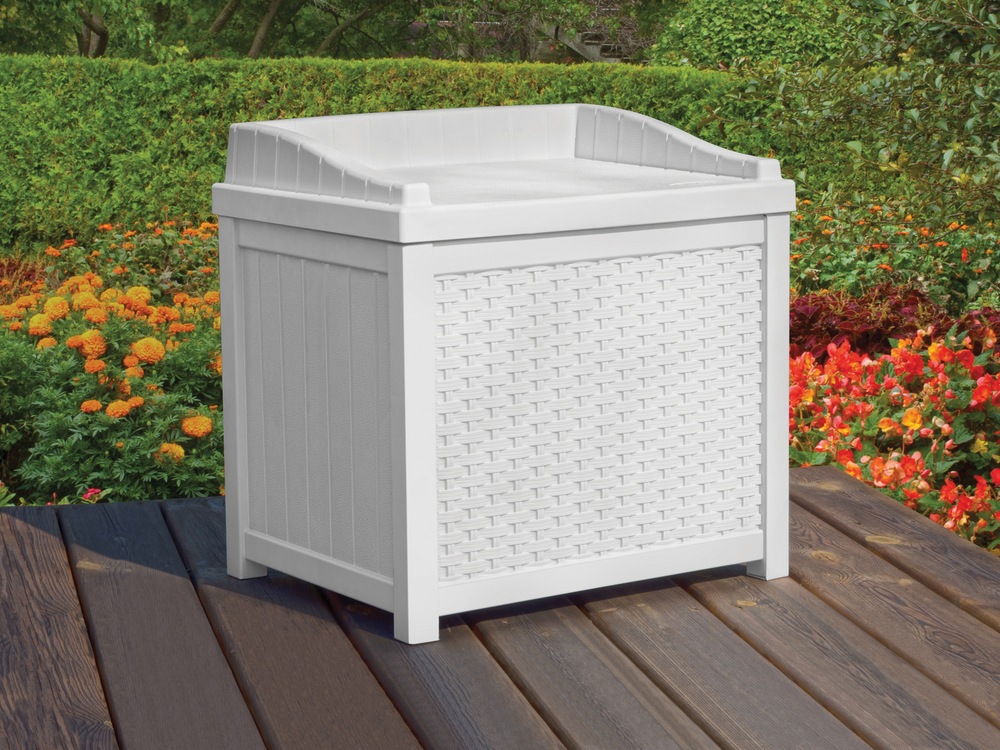 Resin Wicker Storage Seat, White Canadian Tire