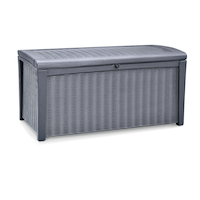 Keter Rattan Style Outdoor Storage Deck Box, Anthracite, 416-L Front_Angled_Right