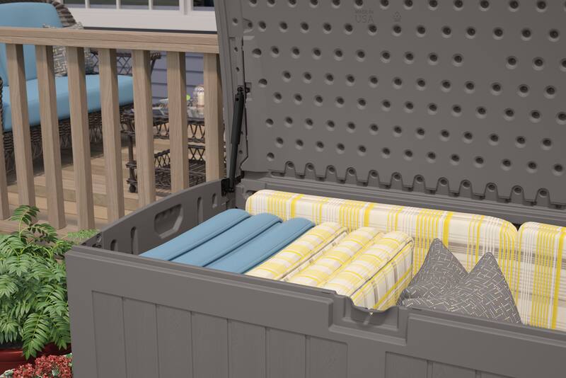 Suncast Resin Outdoor Storage Deck Box, Extra Large, Grey, 200Gal