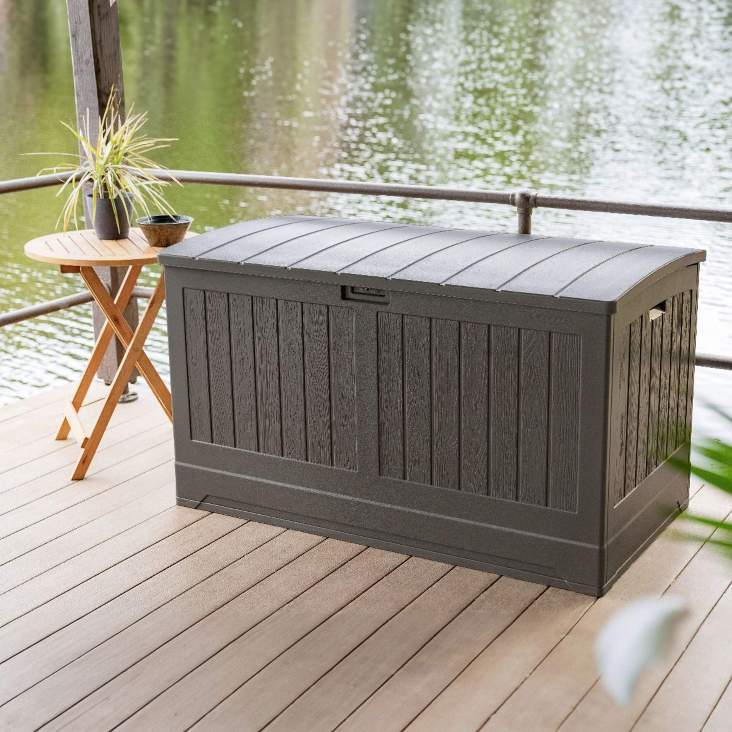 Suncast Resin Outdoor Storage Deck Box, Extra Large, Grey, 200Gal