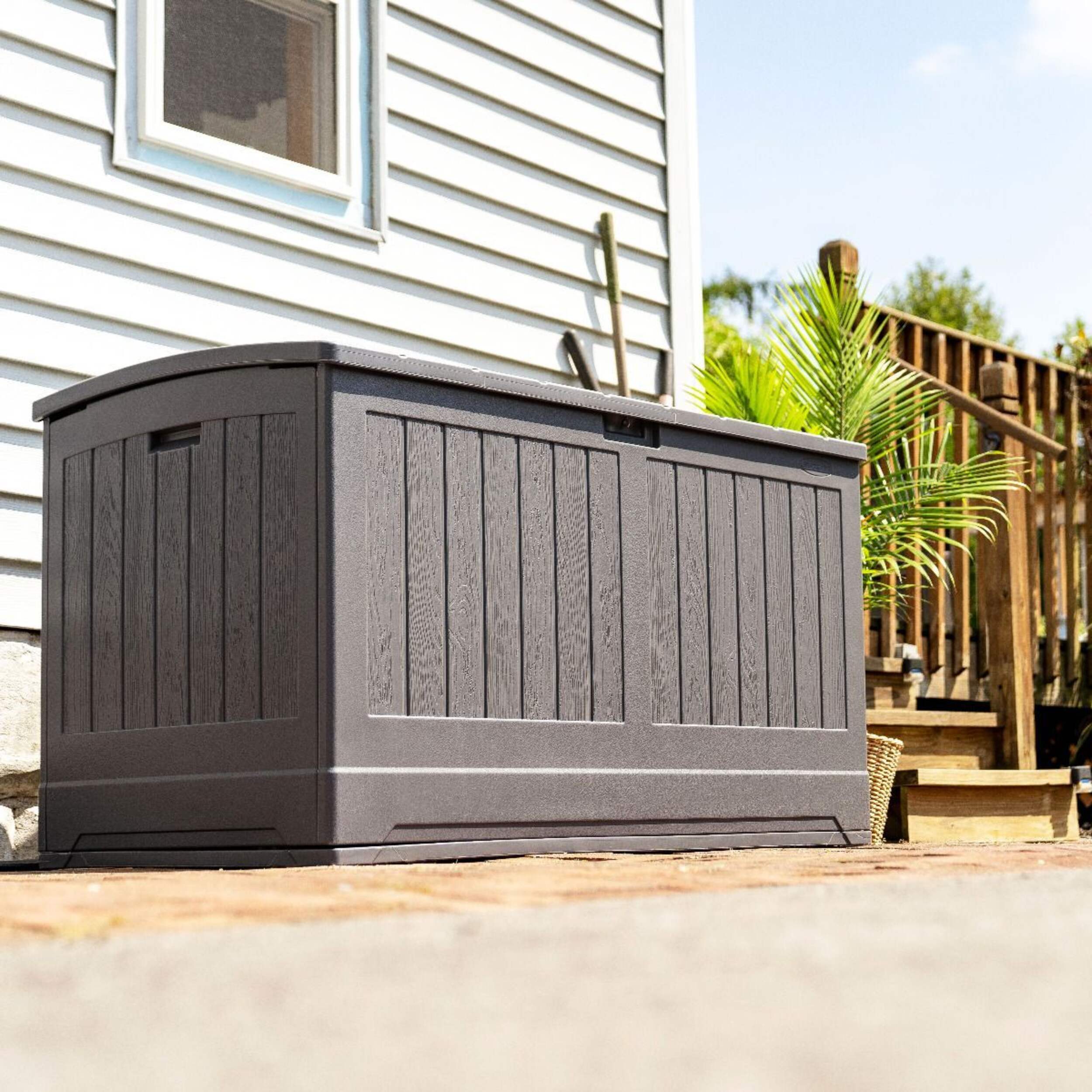 Suncast Resin Outdoor Storage Deck Box, Extra Large, Grey, 200Gal