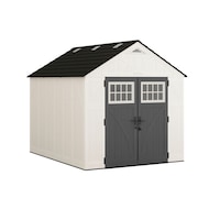 Suncast Tremont Outdoor All-Weather Storage Shed, Pad Lockable Handles, 8-ft x 10-ft Front_Three_Fourths_Angled_Right