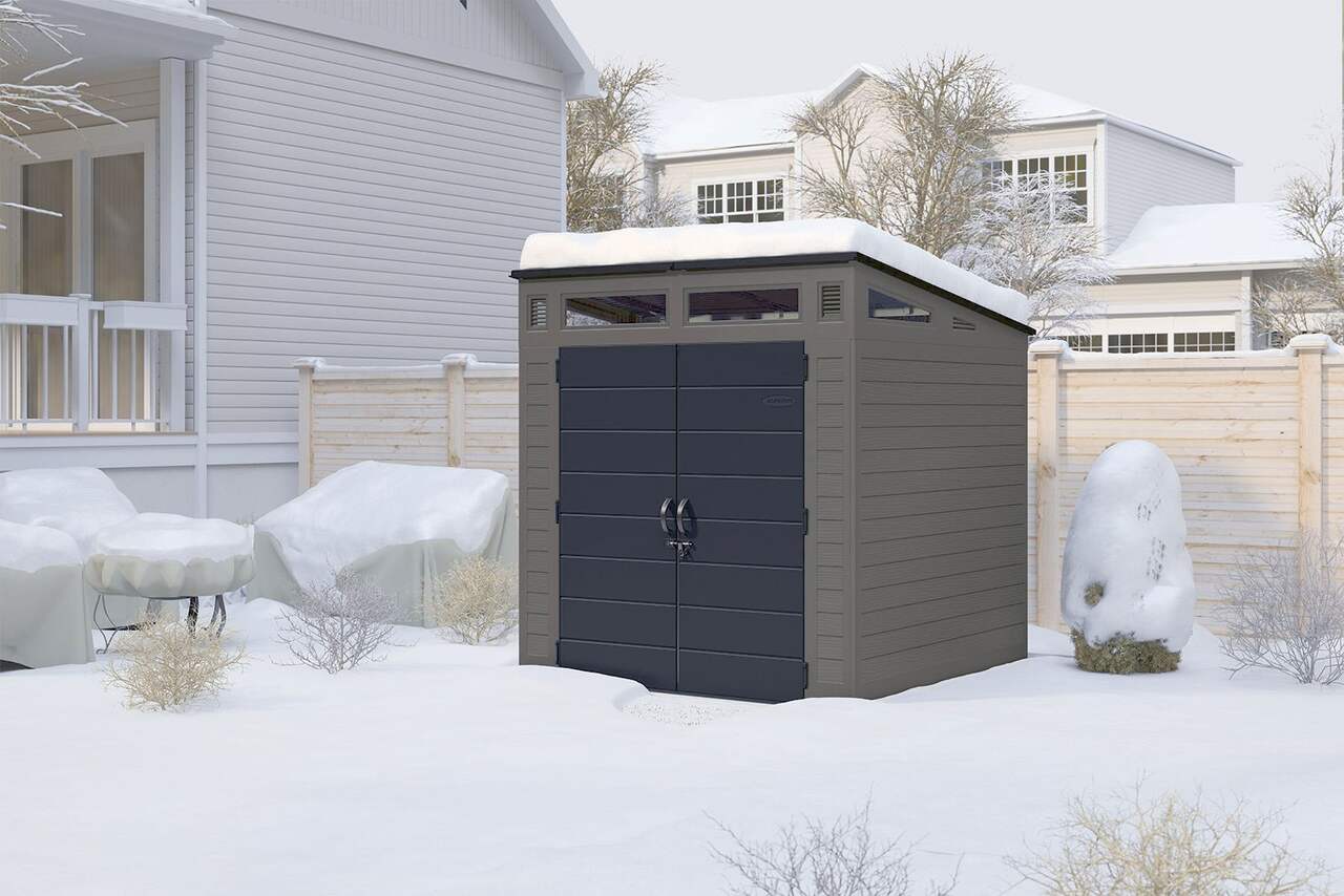 Suncast Modernist Full Steel Frame Outdoor Storage Shed, Pad-Lockable  Doors, 7-ft x 7-ft