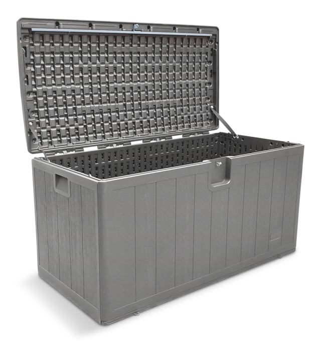 PDG Wood Grain Outdoor Storage Deck Box, Grey, 105Gal Canadian Tire