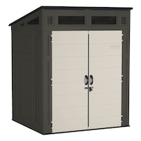 Suncast Modernist Outdoor Storage Shed, Grey, 6-ft x 5-ft Front_Three_Fourths_Angled_Right