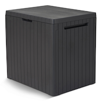 Keter All-Weather Outdoor Storage Deck Box, Grey, 113-L Front_Three_Fourths_Angled_Left