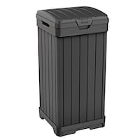 Keter Baltimore Outdoor Garbage Bin, Black, 106-L Front_Three_Fourths_Angled_Right