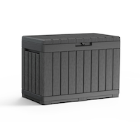Keter Kentwood Outdoor Heavy Duty Storage Deck Box, 190-L Front_Three_Fourths_Angled_Right