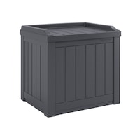 Suncast Small Deck Box with Storage Seat, 22-Gal, Cyberspace Front_Angled_Right