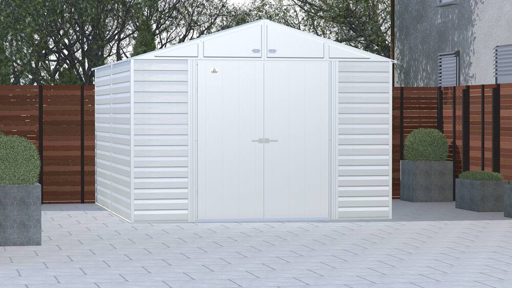 Flute Grey Arrow Shed Select 10 x 12 Outdoor Lockable Steel Storage Shed Building 