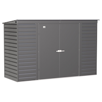 Arrow Select Galvanized Steel Storage Shed, Charcoal, 10-ft x 4-ft Front_Angled_Right