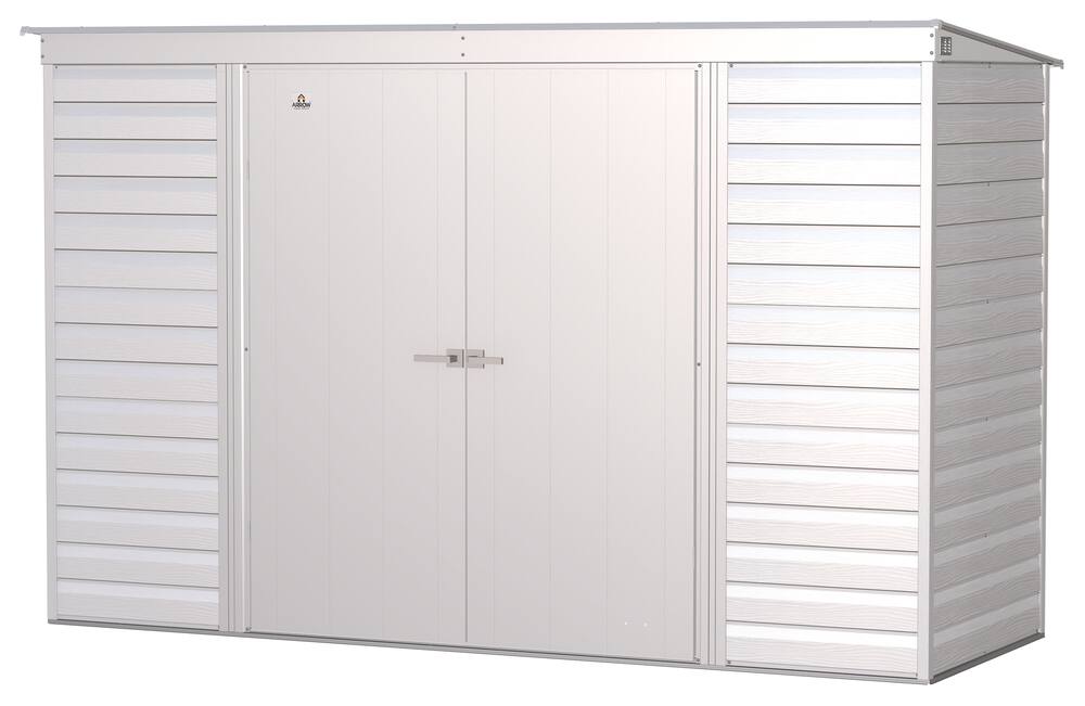 Arrow Select Galvanized Steel Storage Shed, Flute Grey, 10-ft x 4-ft ...