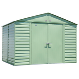 Arrow Select Galvanized Steel Storage Shed, Sage Green, 10-ft x 8-ft Front_Angled_Right